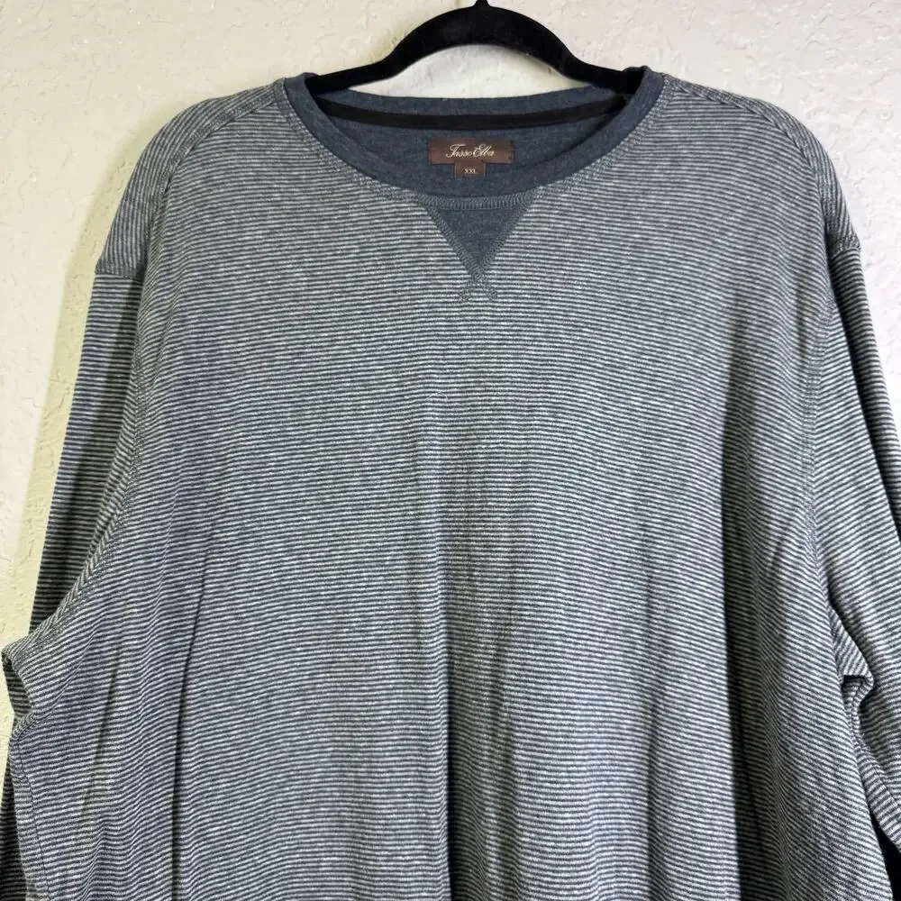 TASSO ELBA Sweatshirt‎ XXL Crew Neck Striped Extremely Soft Elbow Patches Casual